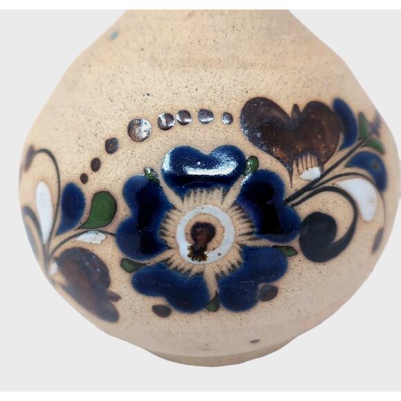 Handcrafted Ceramic Vase with Blue Floral Design - Picture 3 of 13